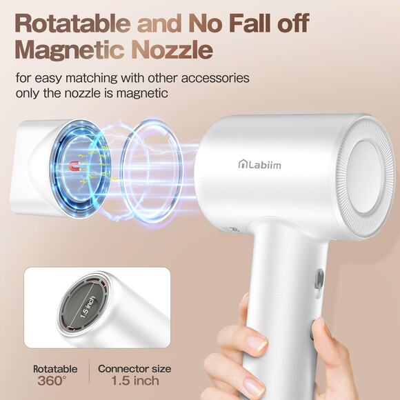 Hair Dryer, High-Speed Ionic Low Noise Blow Dryer with Brushless Motor for Fast - Picture 2 of 4